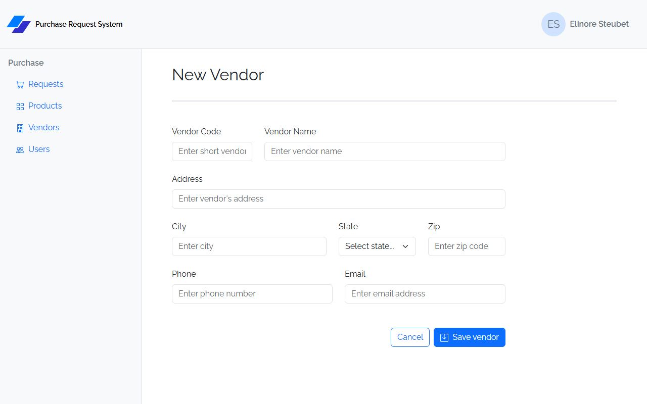 Vendor Create
